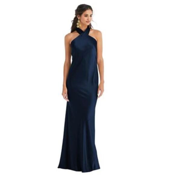Lovely Midnight Navy Dress Medium LB025 - Picture 1 of 4